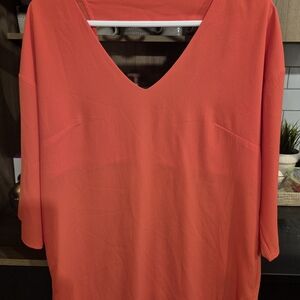 Elegant Coral V-Neck Women's Blouse